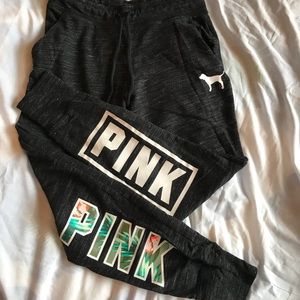 PINK heather grey joggers
